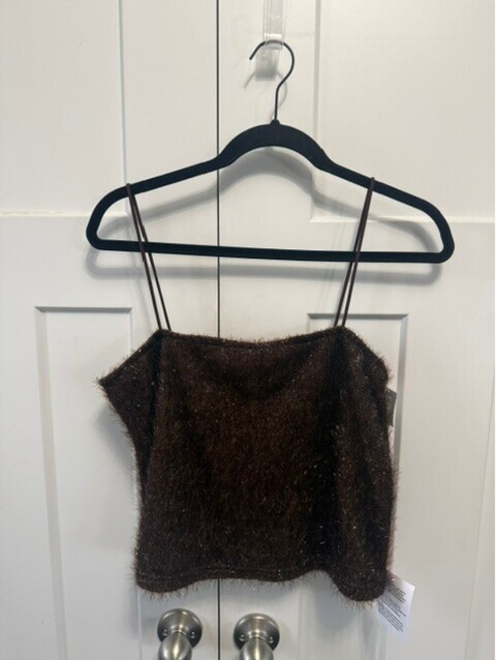 NWT Top Shop tinsel cropped cami in brown size Large stretchy